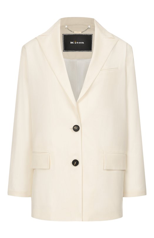 Шерстяной жакет Kiton D53502K01024_001 Кремовый D53502K01024_001