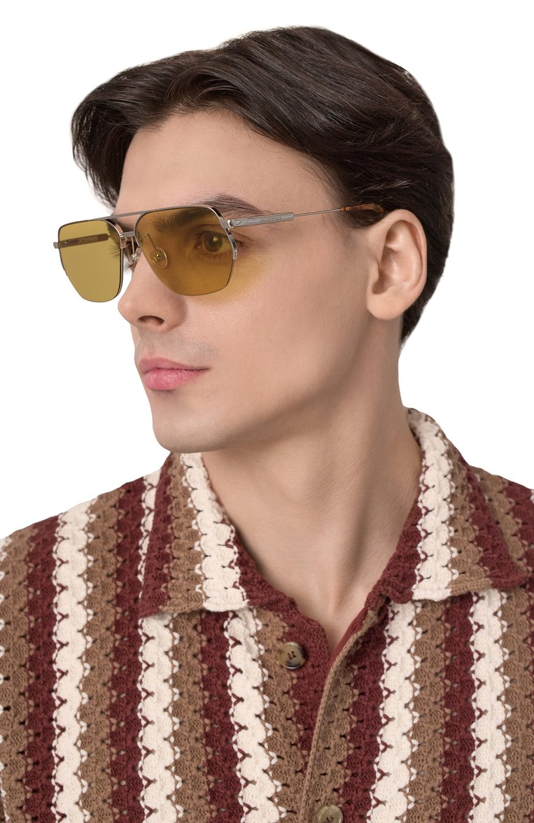 Мужские солнцезащитные очки JACQUEMUS желтого цвета, арт. JAC67 C3SUN | Фото 2 (Тип очков: С/з; Материал: Металл; Кросс-КТ: С/з-унисекс; Очки форма: Авиаторы; Оптика Гендер: оптика-унисекс)