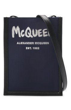 Мужская комбинированная сумка edge mini ALEXANDER MCQUEEN темно-синего цвета, арт. 668592/1AAEZ | Фото 6 (Материал сплава: Проставлено; Размер: mini; Ремень/цепочка: На ремешке; Материал: Текстиль; Драгоценные камни: Проставлено)