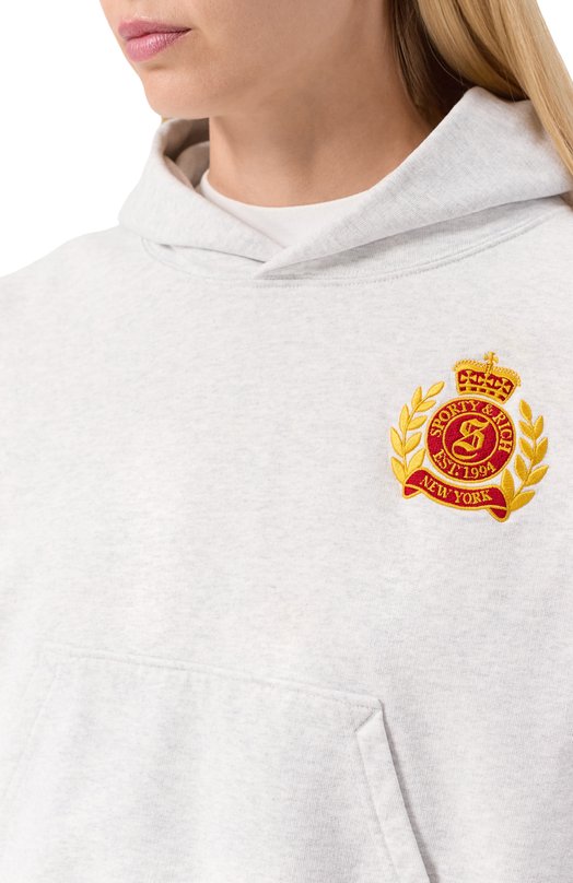 Хлопковое худи Sporty and Rich ST074508243GY03 Серый  ST074508243GY03 Фото 5