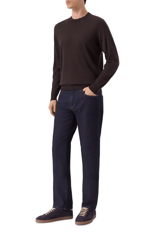 Джемпер из шерсти и шелка Andrea Campagna GC1ML/LSC18R Коричневый  GC1ML/LSC18R Фото 2