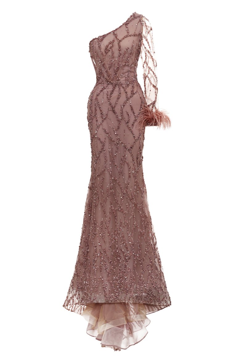 Женское платье SPERANZA COUTURE розового цвета, арт. SC047 | Фото 1 (Материал подклада: Синтетический материал; Рукава: Длинные; Длина Ж (юбки, платья, шорты): Макси; Материал внешний: Синтетический материал; Стили: Романтичный; Женское Кросс-КТ: Платье-одежда; Случай: Вечерний)