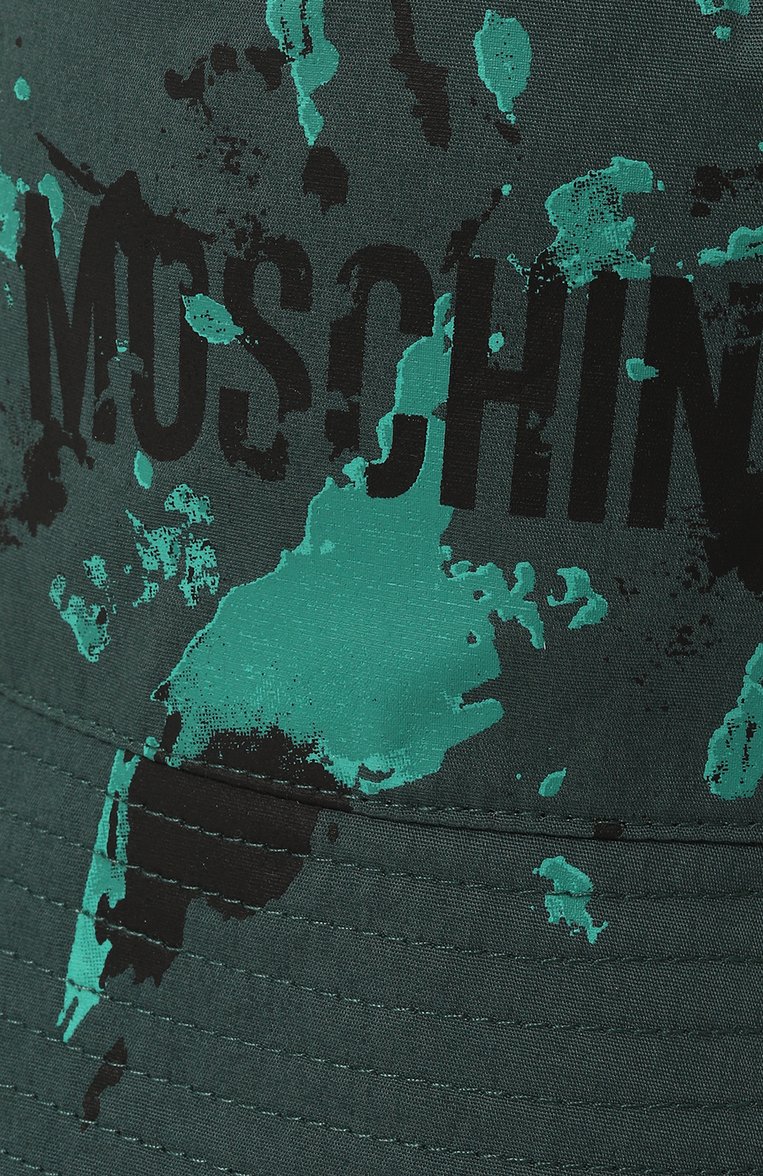 Детская хлопковая панама MOSCHINO темно-зеленого цвета, арт. HUX029/LLA09 | Фото 3 (Материал: Текстиль, Хлопок; Нос: Не проставлено)