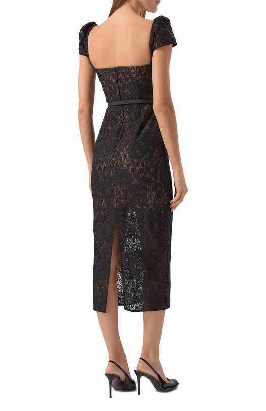 Платье из хлопка и вискозы self-portrait RS26173MAB Чёрный  RS26173MAB Фото 3