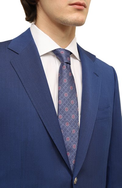 Шелковый галстук CANALI синего цвета по цене 17600 руб., арт. 18/HJ03661, фото 2 Шелковый галстук CANALI, арт. 18/HJ03661, фото 2