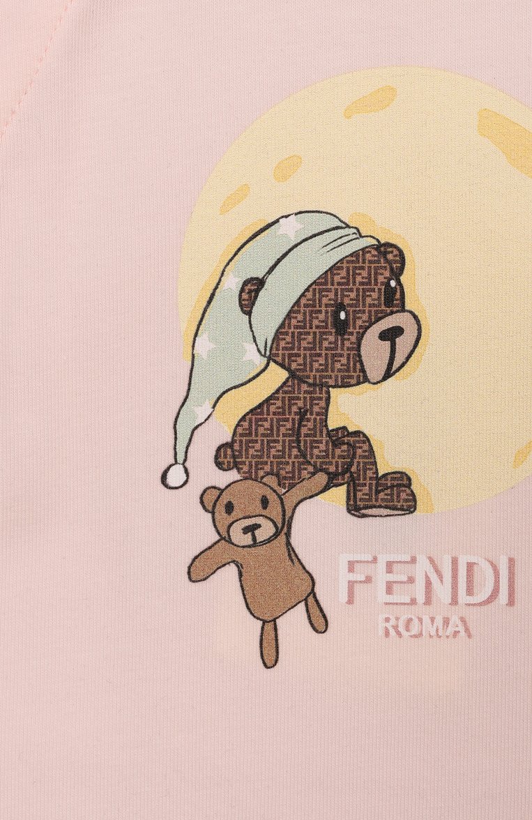 Детский комплект из комбинезона и шапки FENDI светло-розового цвета, арт. BUK114/ST8 | Фото 4 (Материал внешний: Хлопок; Нос: Не проставлено; Ростовка одежда: 0 - 3 мес | 50 - 60 см, 6 мес | 68 см, 3 мес | 62 см)