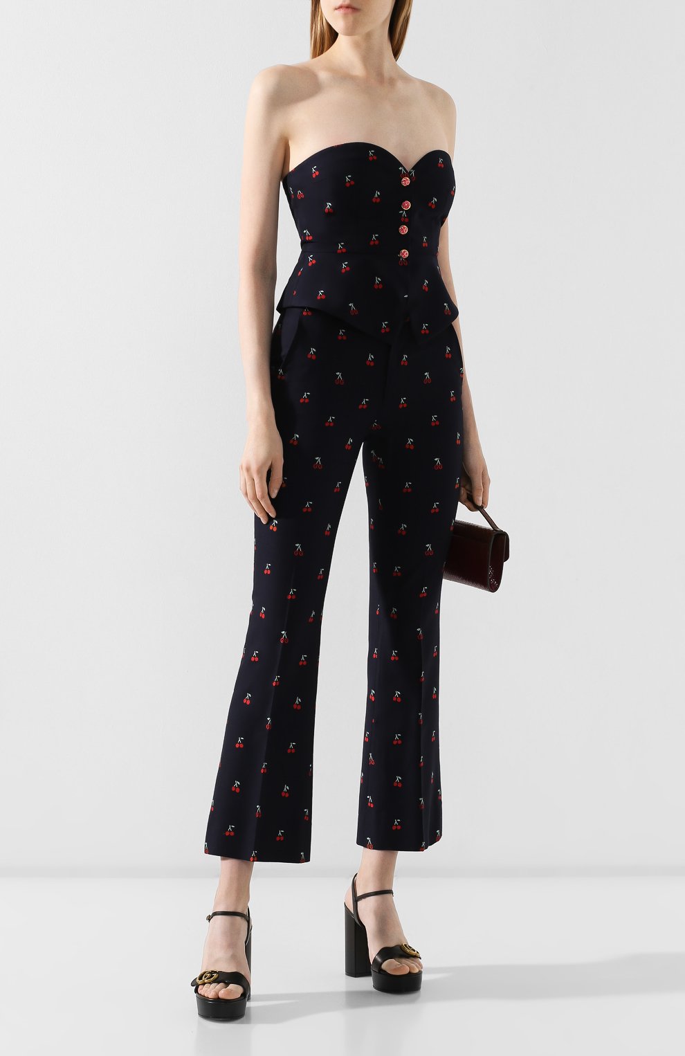Брюки из смеси хлопка и шерсти GUCCI черного цвета по цене 79950 руб., арт. 523574/ZABMY, фото 2 Брюки из смеси хлопка и шерсти GUCCI, арт. 523574/ZABMY, фото 2
