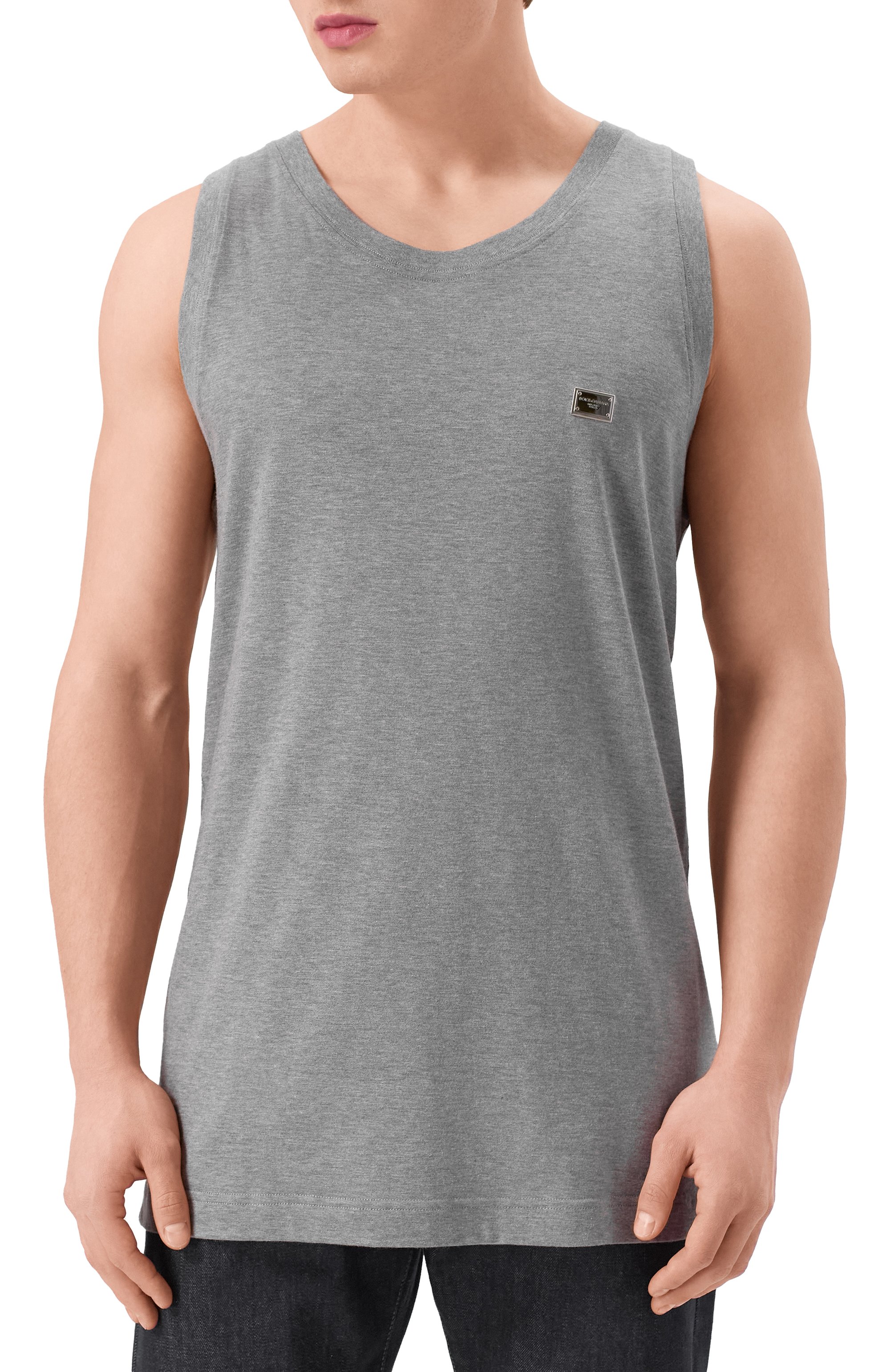 Хлопковая майка DOLCE & GABBANA серого цвета по цене 49950 руб., арт. G8QJ5T/G7N7A, фото 3 Хлопковая майка DOLCE & GABBANA, арт. G8QJ5T/G7N7A, фото 3