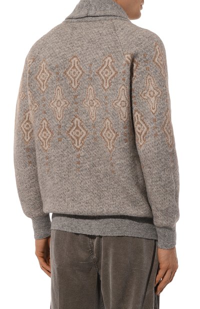 Кардиган из шерсти и хлопка BRUNELLO CUCINELLI серого цвета по цене 324500 руб., арт. MS0708406, фото 4 Кардиган из шерсти и хлопка BRUNELLO CUCINELLI, арт. MS0708406, фото 4