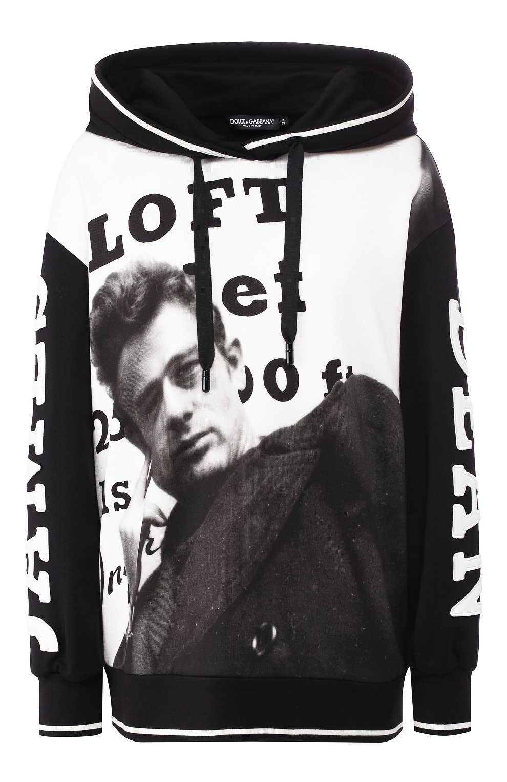Хлопковое худи DOLCE & GABBANA черно-белого цвета по цене 74950 руб., арт. F9F07Z/G7VZH, фото 1 Хлопковое худи DOLCE & GABBANA, арт. F9F07Z/G7VZH, фото 1