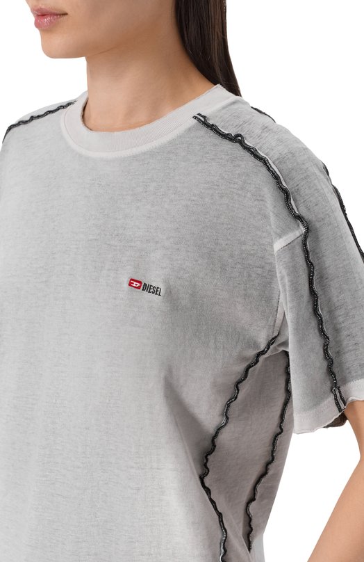 Хлопковая футболка Diesel A21007/0BMCC Серый  A21007/0BMCC Фото 5