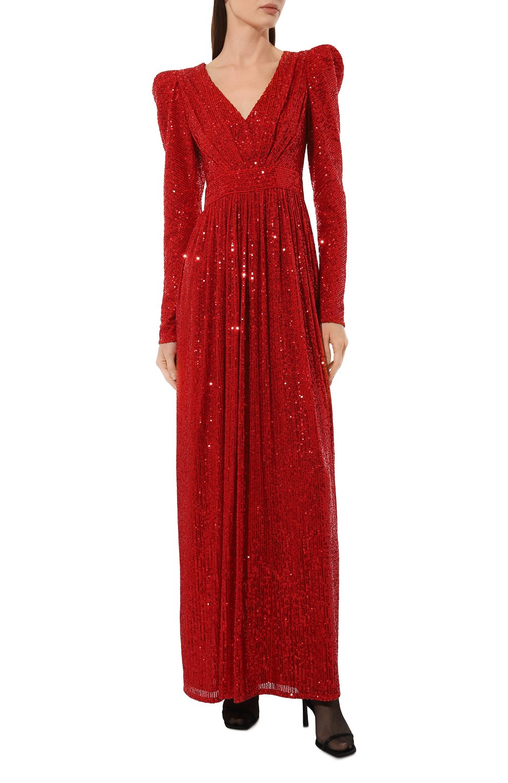 Платье с отделкой пайетками ESTER ABNER красного цвета по цене 196000 руб., арт. EA-FW22-19, фото 2 Платье с отделкой пайетками ESTER ABNER, арт. EA-FW22-19, фото 2