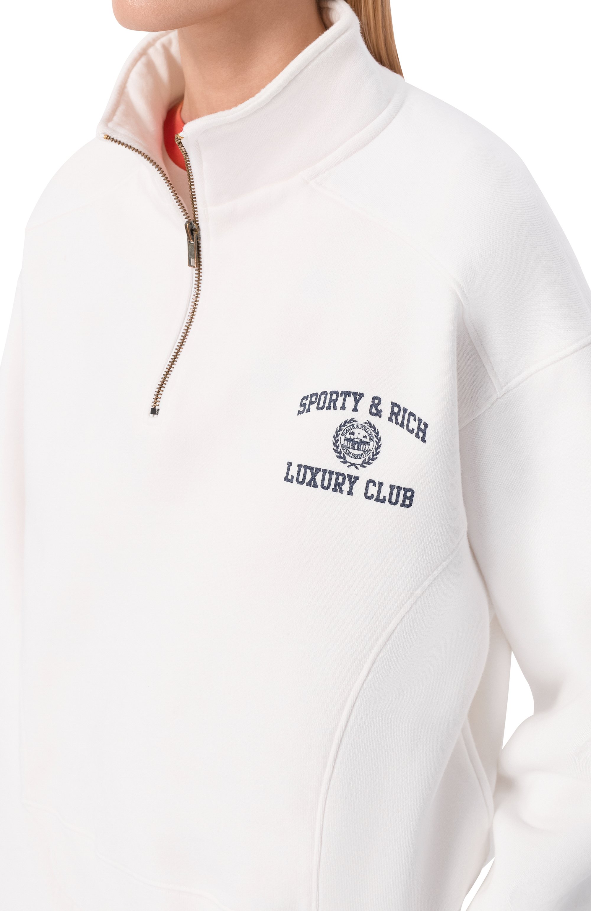 Хлопковый анорак luxury club SPORTY AND RICH, арт. ST0998842WH01/S&R LUXURY CLUB QUARTER ZIP, фото 5