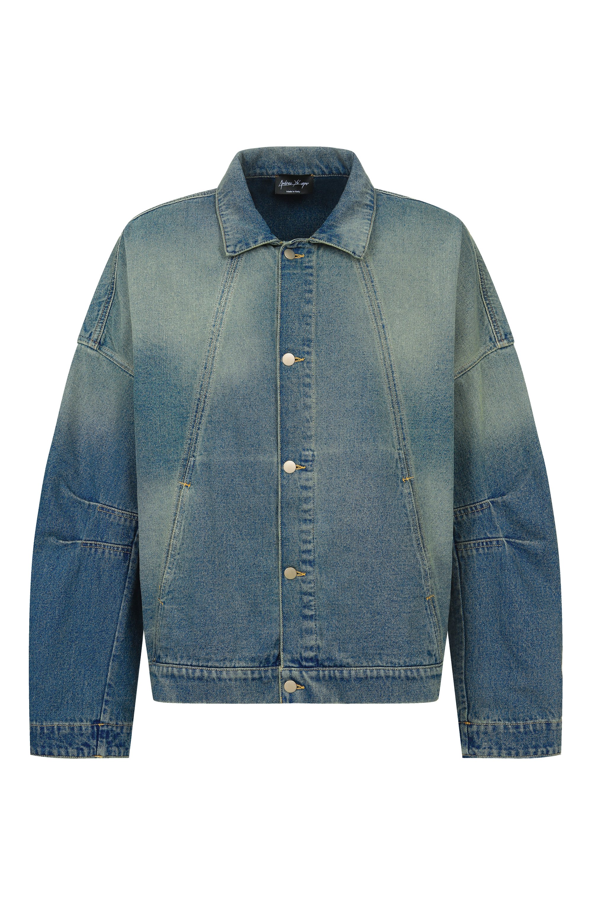 Джинсовая куртка ANDREA YA'AQOV синего цвета по цене 68050 руб., арт. 26MDEN61, фото 1 Джинсовая куртка ANDREA YA'AQOV, арт. 26MDEN61, фото 1