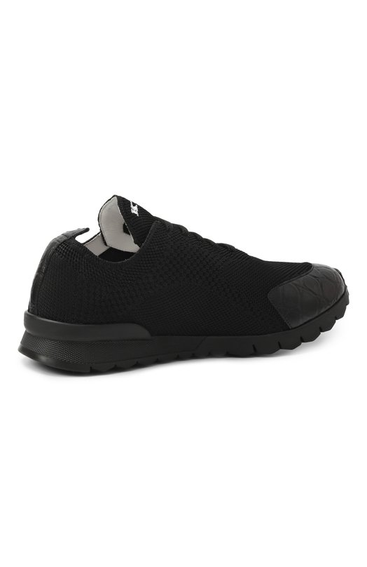 Текстильные кроссовки с отделкой из крокодила Kiton USSFITBN0134203 Чёрный  USSFITBN0134203 Фото 5