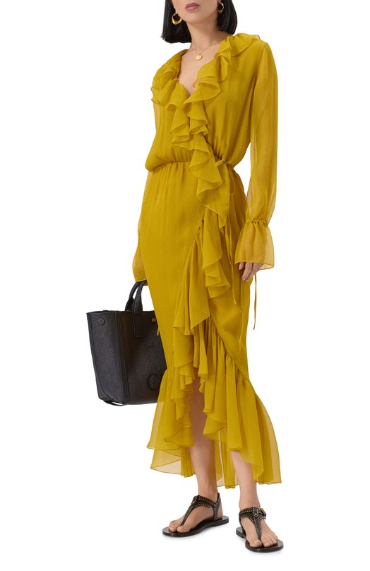 Шелковое платье Saint Laurent 825705/Y3F22 Жёлтый  825705/Y3F22 Фото 2