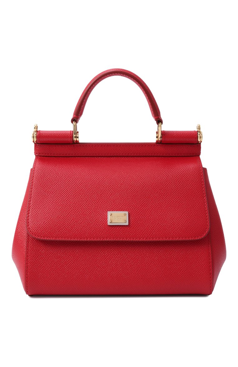 Женская сумка sicily small DOLCE & GABBANA красного цвета, арт. BB9003_BE9003_BI9003/A1001_1_ | Фото 1 (Материал: Натуральная кожа; Ремень/цепочка: На ремешке; Сумки-технические: Сумки top-handle; Размер: small)