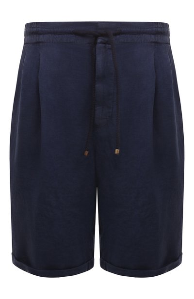 Льняные шорты BRUNELLO CUCINELLI темно-синего цвета по цене 95700 руб., арт. M243DU0020, фото 1 Льняные шорты BRUNELLO CUCINELLI, арт. M243DU0020, фото 1