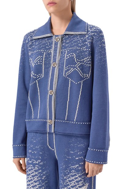 Жакет из шерсти и хлопка AND THE BRAND синего цвета по цене 67480 руб., арт. W26-JT029-1202-419, фото 3 Жакет из шерсти и хлопка AND THE BRAND, арт. W26-JT029-1202-419, фото 3