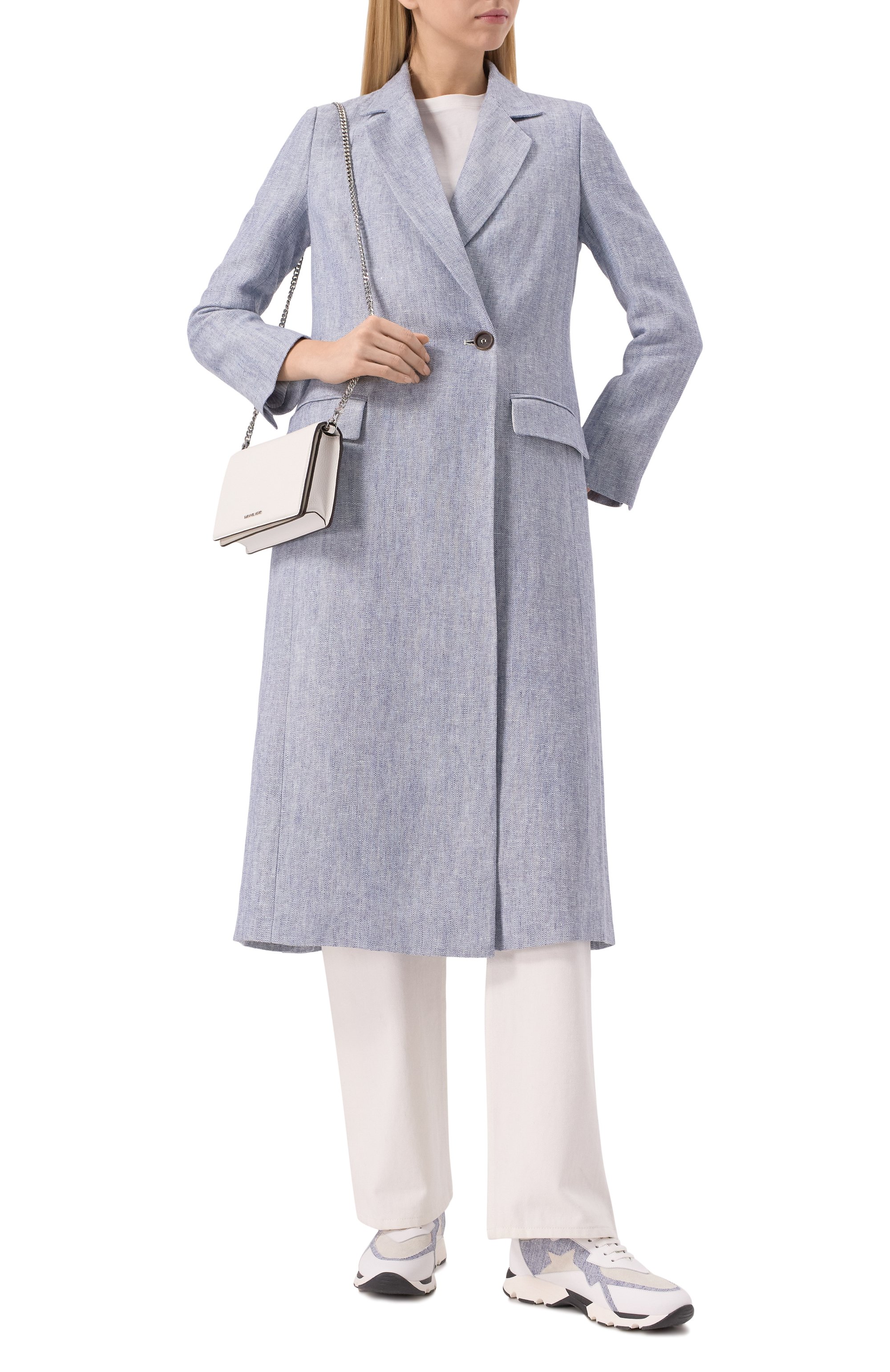 Пальто изо льна и хлопка LORENA ANTONIAZZI голубого цвета по цене 164500 руб., арт. P2504CP22A/4793, фото 2 Пальто изо льна и хлопка LORENA ANTONIAZZI, арт. P2504CP22A/4793, фото 2