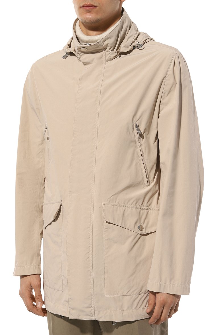 Мужская куртка BRUNELLO CUCINELLI бежевого цвета, арт. MD4796170 | Фото 3 (Рукава: Длинные; Материал внешний: Синтетический материал; Длина (верхняя одежда): До середины бедра; Кросс-КТ: Куртка, Ветровки, Легкие; Стили: Кэжуэл)