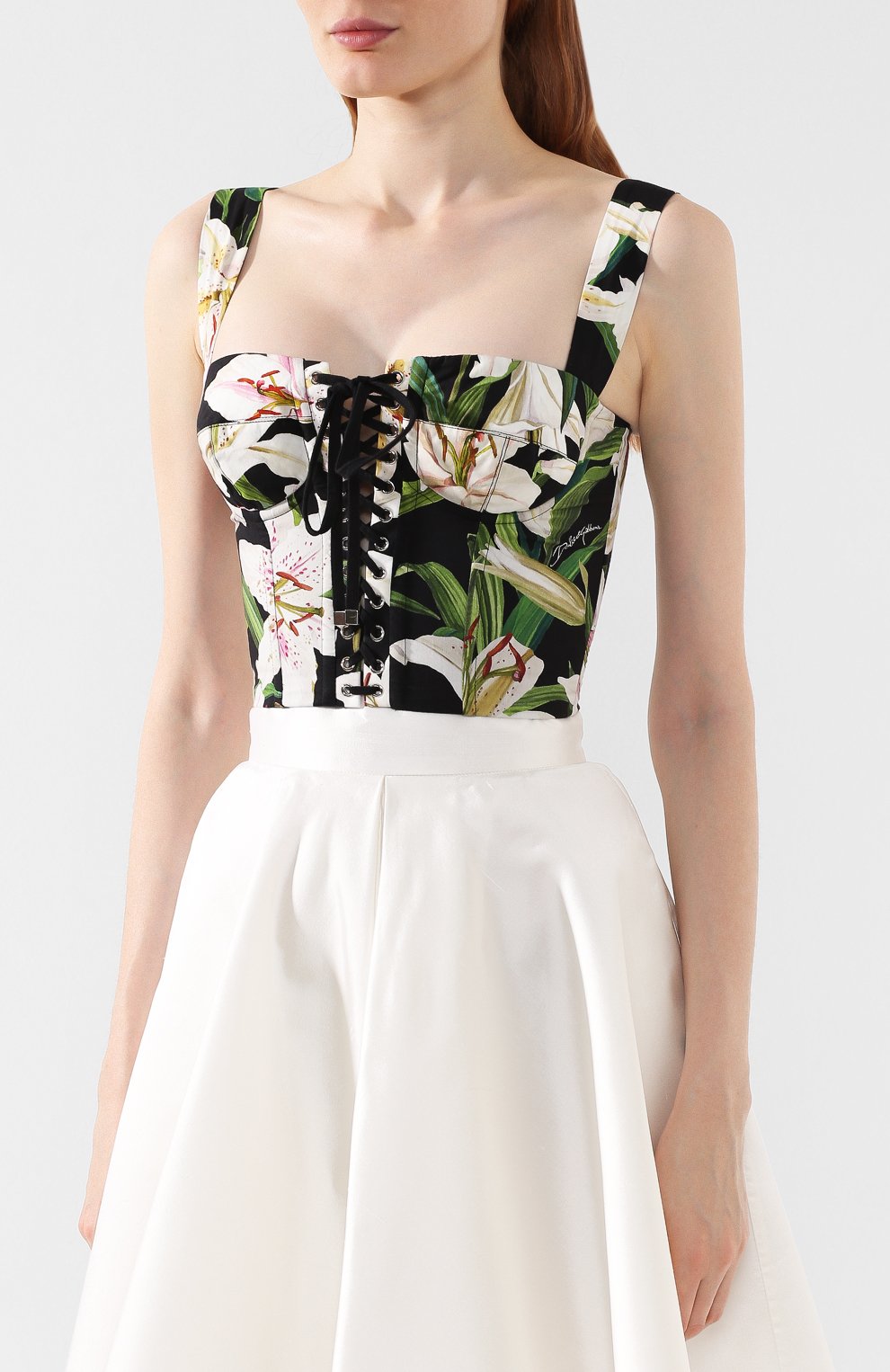 Хлопковый топ DOLCE & GABBANA черного цвета по цене 99500 руб., арт. F73R7T/HS5E0, фото 3 Хлопковый топ DOLCE & GABBANA, арт. F73R7T/HS5E0, фото 3