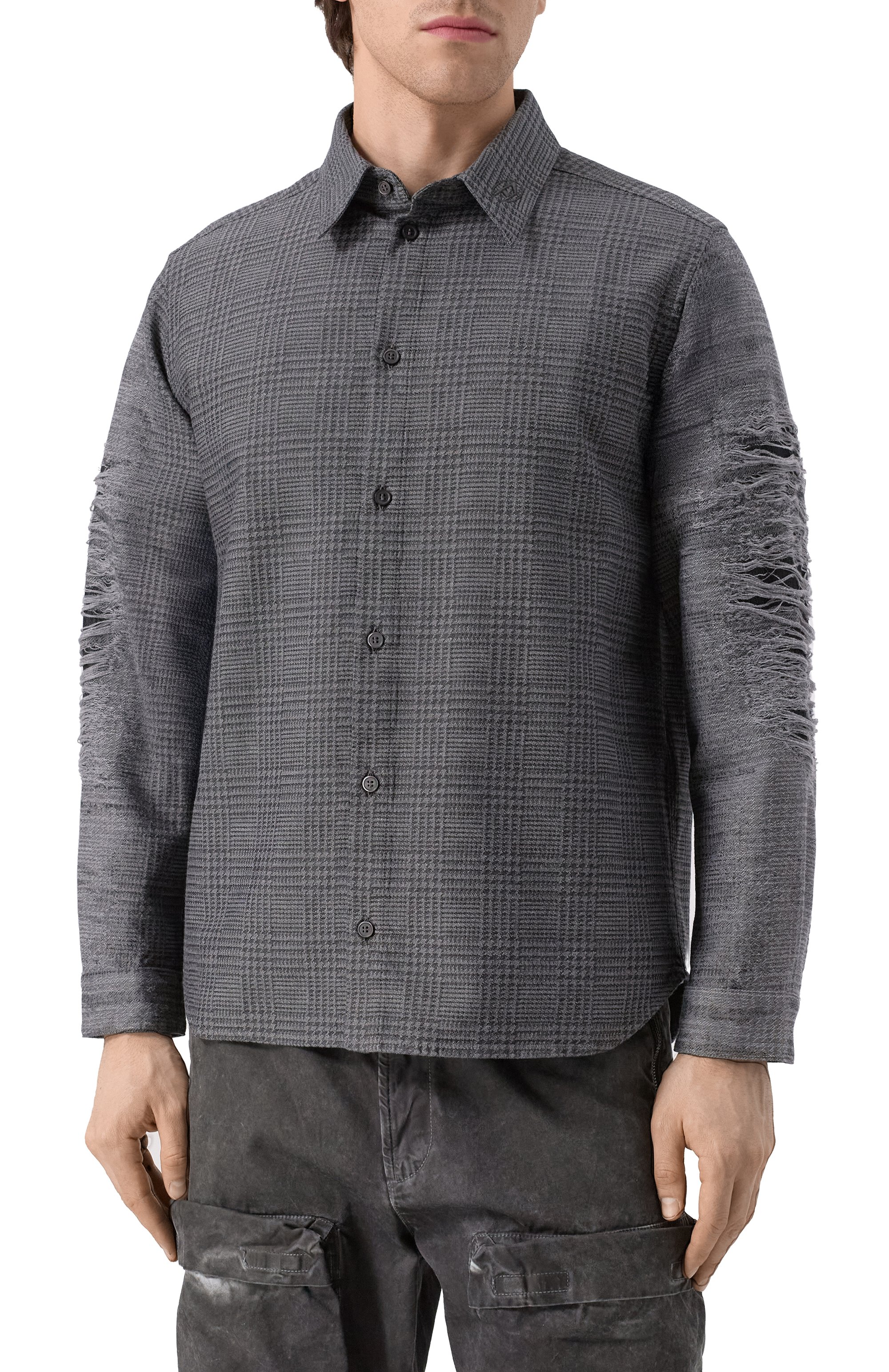 Рубашка из хлопка и вискозы DIESEL темно-серого цвета по цене 87550 руб., арт. A18967/0DEBQ, фото 3 Рубашка из хлопка и вискозы DIESEL, арт. A18967/0DEBQ, фото 3