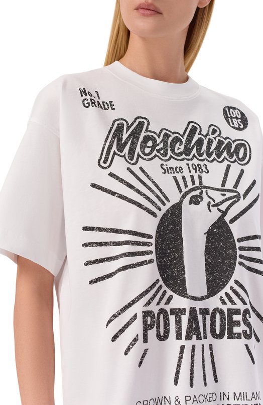 Хлопковая футболка Moschino A0716/0441 Чёрно-белый  A0716/0441 Фото 5