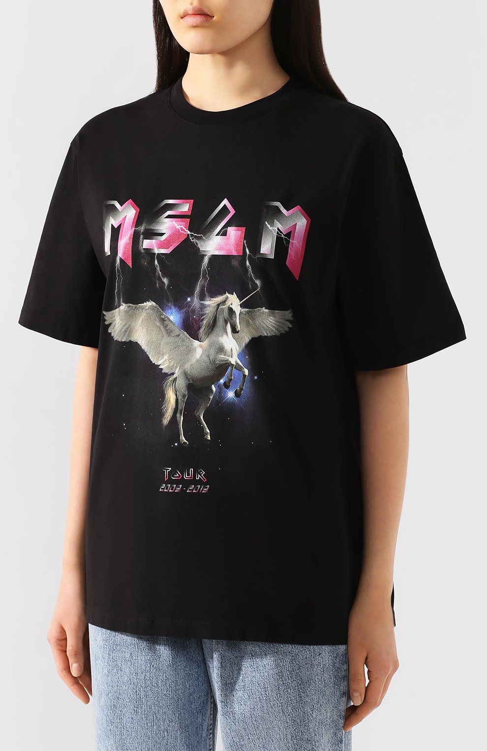 Хлопковая футболка MSGM черного цвета по цене 16200 руб., арт. 2842MDM289 207498, фото 3 Хлопковая футболка MSGM, арт. 2842MDM289 207498, фото 3