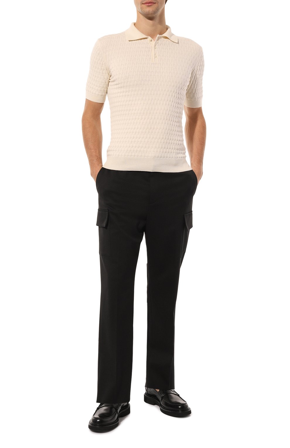 Поло из хлопка и шерсти TRUSSARDI кремового цвета по цене 16600 руб., арт. 52M00725-0F000819, фото 2 Поло из хлопка и шерсти TRUSSARDI, арт. 52M00725-0F000819, фото 2