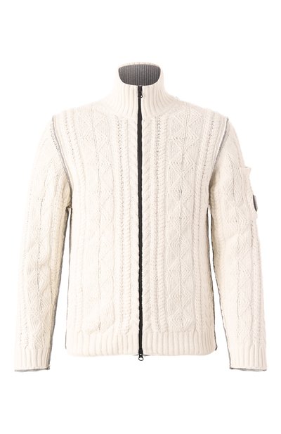 Хлопковый кардиган C.P. COMPANY белого цвета по цене 46100 руб., арт. 17CMKN191A110190G, фото 1 Хлопковый кардиган C.P. COMPANY, арт. 17CMKN191A110190G, фото 1