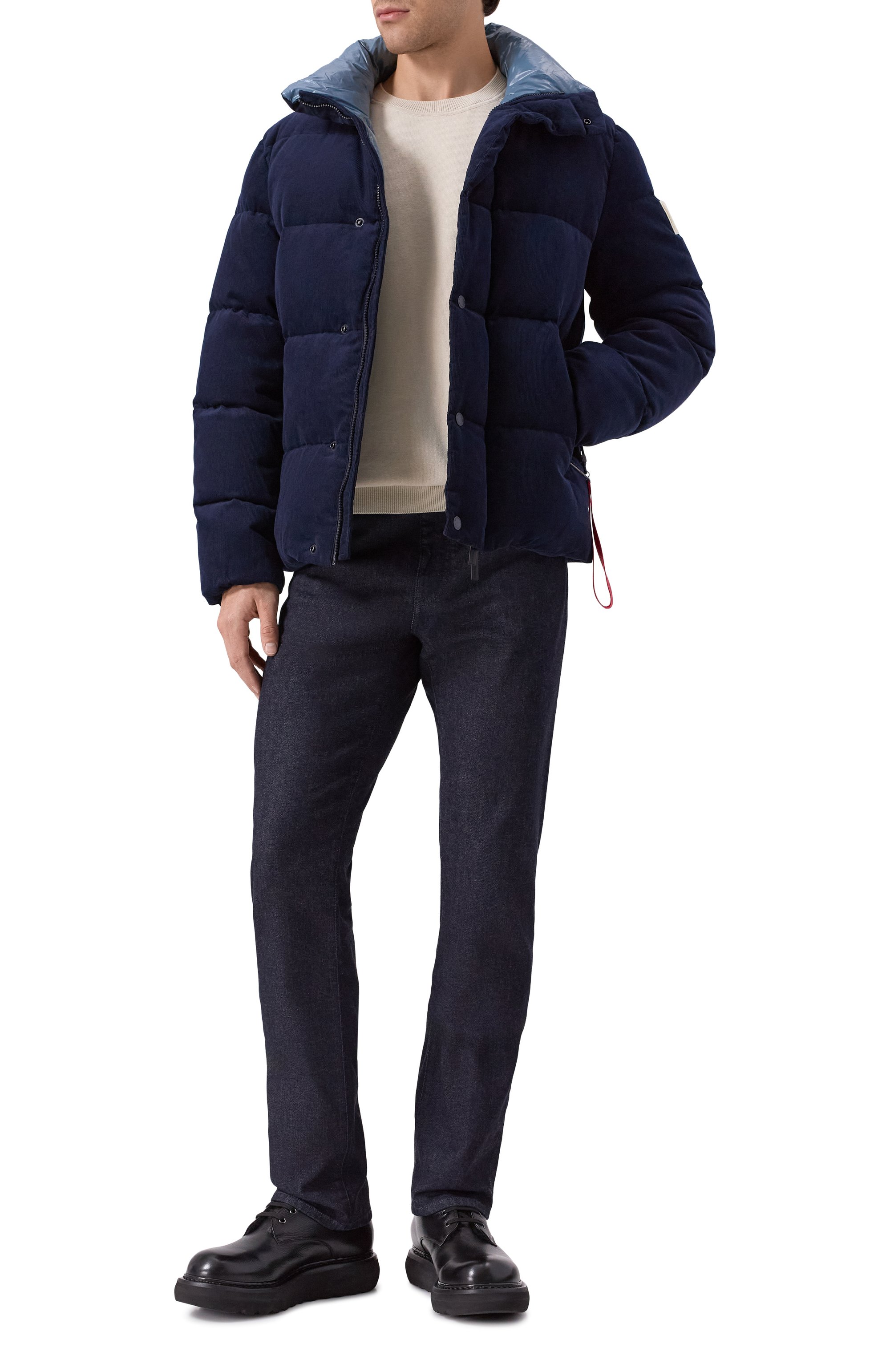 Вельветовый пуховик AFTER LABEL темно-синего цвета по цене 87700 руб., арт. CHAM0NIX/TP312, фото 2 Вельветовый пуховик AFTER LABEL, арт. CHAM0NIX/TP312, фото 2