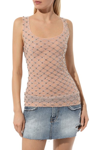 Топ с отделкой стразами P.A.R.O.S.H. бежевого цвета по цене 48600 руб., арт. GLACE-D311506, фото 3 Топ с отделкой стразами P.A.R.O.S.H., арт. GLACE-D311506, фото 3