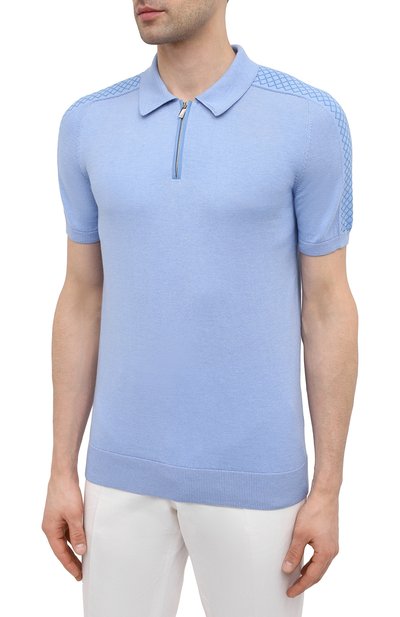 Поло из хлопка и шелка IL BORGO CASHMERE голубого цвета по цене 63100 руб., арт. 56-1963G0, фото 3 Поло из хлопка и шелка IL BORGO CASHMERE, арт. 56-1963G0, фото 3