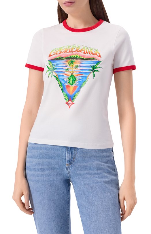 Хлопковая футболка Casablanca W-SP26-JTS-049-02-EX-BC Белый  W-SP26-JTS-049-02-EX-BC Фото 3