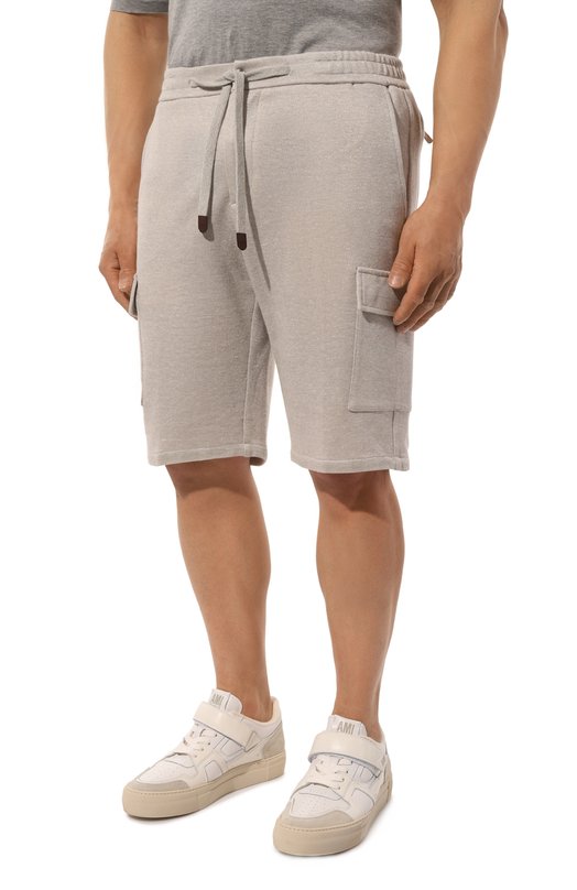 Шорты из хлопка и льна Marco Pescarolo Бежевый, фото 3