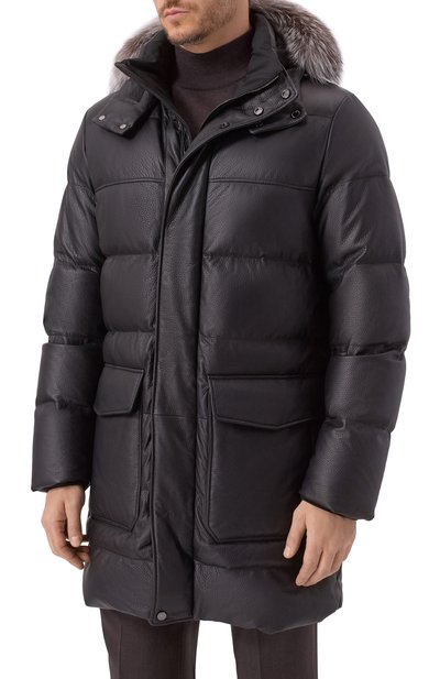 Кожаный пуховик с отделкой из песца STEFANO RICCI, арт. MDJ5300430/5901, фото 3