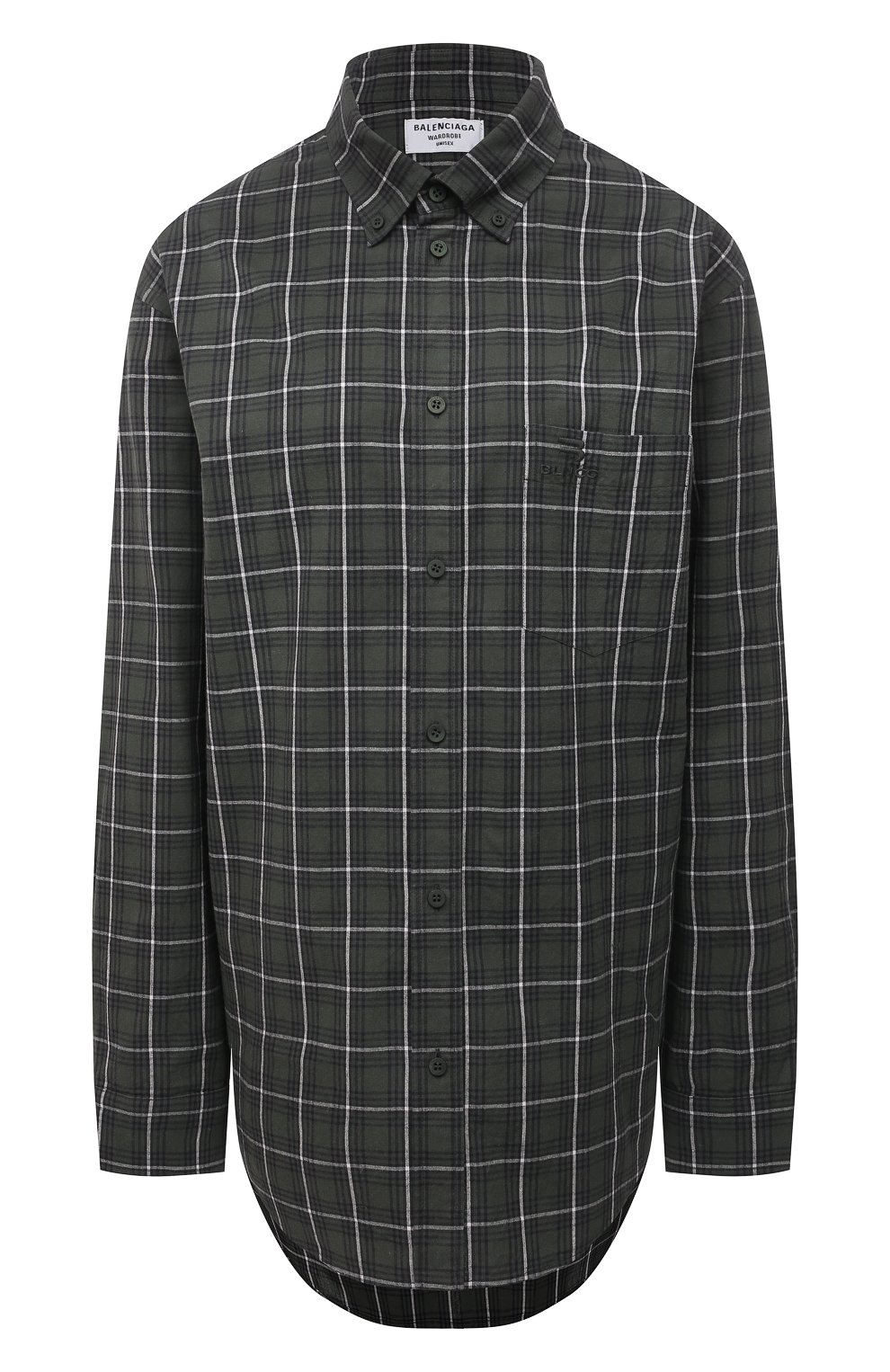Хлопковая рубашка BALENCIAGA темно-зеленого цвета по цене 94850 руб., арт. 675610/TLM03, фото 1 Хлопковая рубашка BALENCIAGA, арт. 675610/TLM03, фото 1