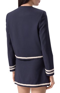 Женский шерстяной жакет MSGM синего цвета, арт. 3841MDG02/257127 | Фото 8 (Длина (для топов): Стандартные; Драгоценные камни: Проставлено; Рукава: Длинные; Материал внешний: Шерсть; Материал сплава: Проставлено; Женское Кросс-КТ: Жакет-одежда; 1-2-бортные: Однобортные; Кросс-КТ: костюм; Стили: Ретро)