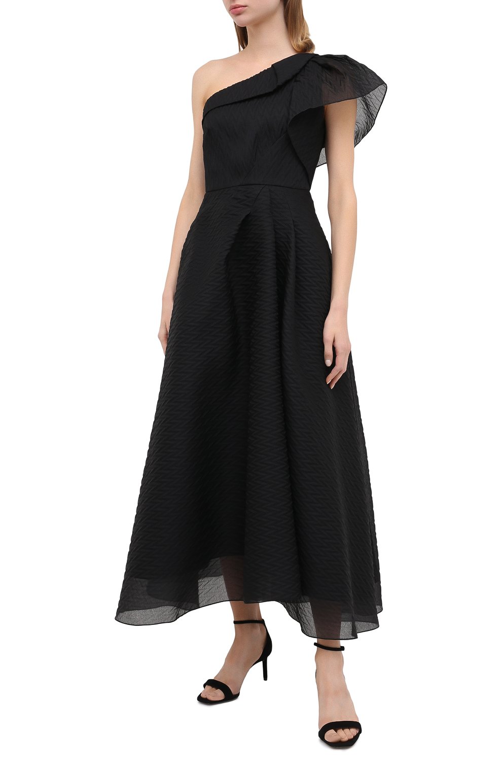 Платье из шелка и вискозы ROLAND MOURET черного цвета по цене 299500 руб., арт. PW20/S0935/F0428, фото 3 Платье из шелка и вискозы ROLAND MOURET, арт. PW20/S0935/F0428, фото 3