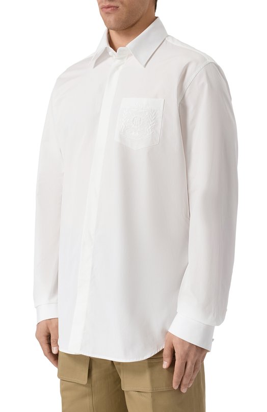 Хлопковая рубашка Balmain FH1HS480/CE48 Белый  FH1HS480/CE48 Фото 3