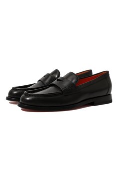 Женские кожаные пенни-лоферы SANTONI черного цвета, арт. WUQC59462BA2BBCKN01 | Фото 1 (Материал внешний: Кожа; Материал внутренний: Натуральная кожа; Материал сплава: Проставлено; Нос: Не проставлено)