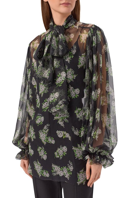 Шелковая блузка Dolce & Gabbana F7BW1T/IS120 Чёрный  F7BW1T/IS120 Фото 3