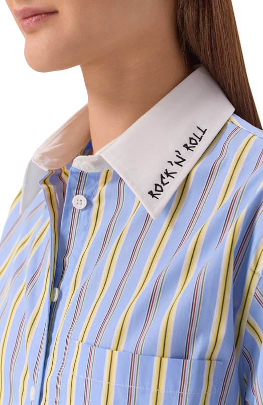 Хлопковая рубашка Zadig and Voltaire WWSH02300 Голубой  WWSH02300 Фото 5