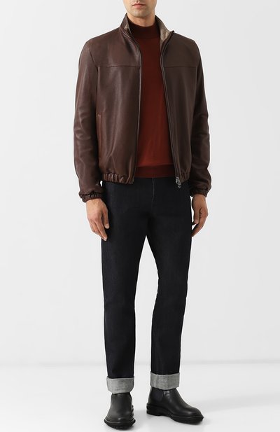 Кожаный бомбер с воротником стойкой LORO PIANA, арт. FAI2408, фото 2