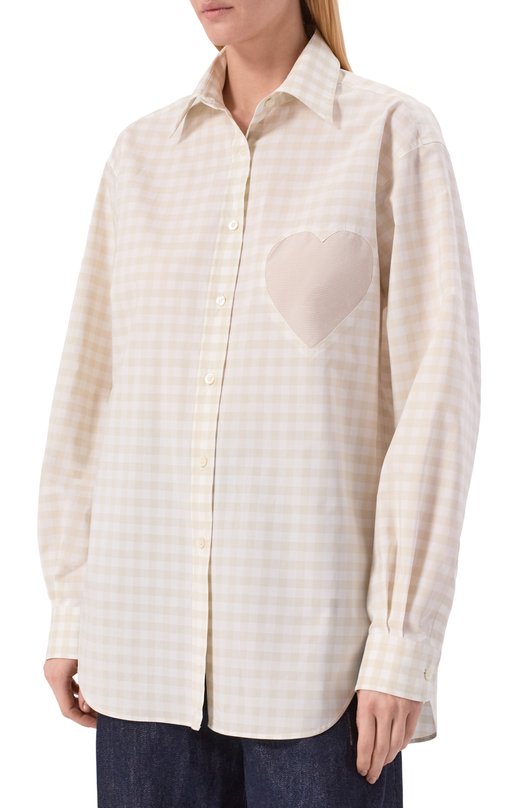 Хлопковая рубашка Moschino A0205/0536 Кремовый  A0205/0536 Фото 3