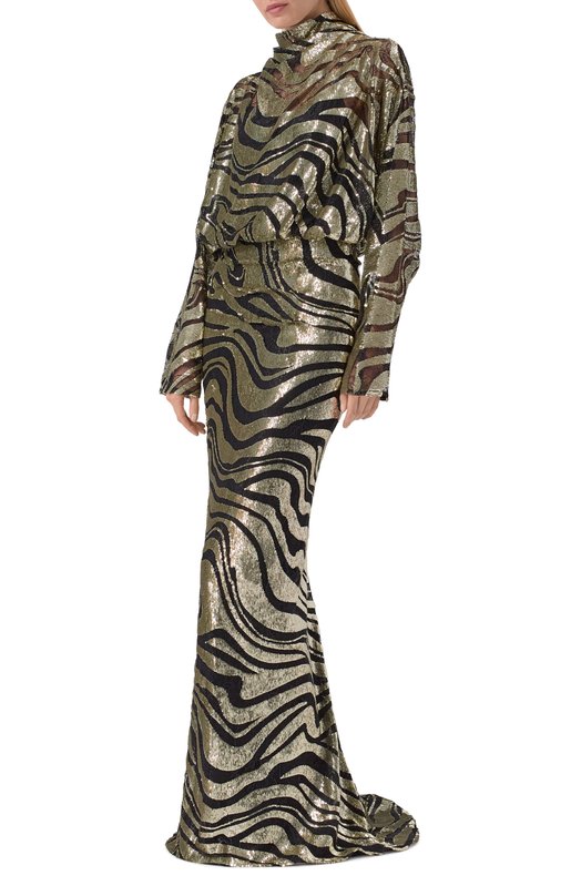 Платье с отделкой пайетками Zuhair Murad FDR25035/TUEM012 Золотой  FDR25035/TUEM012 Фото 2