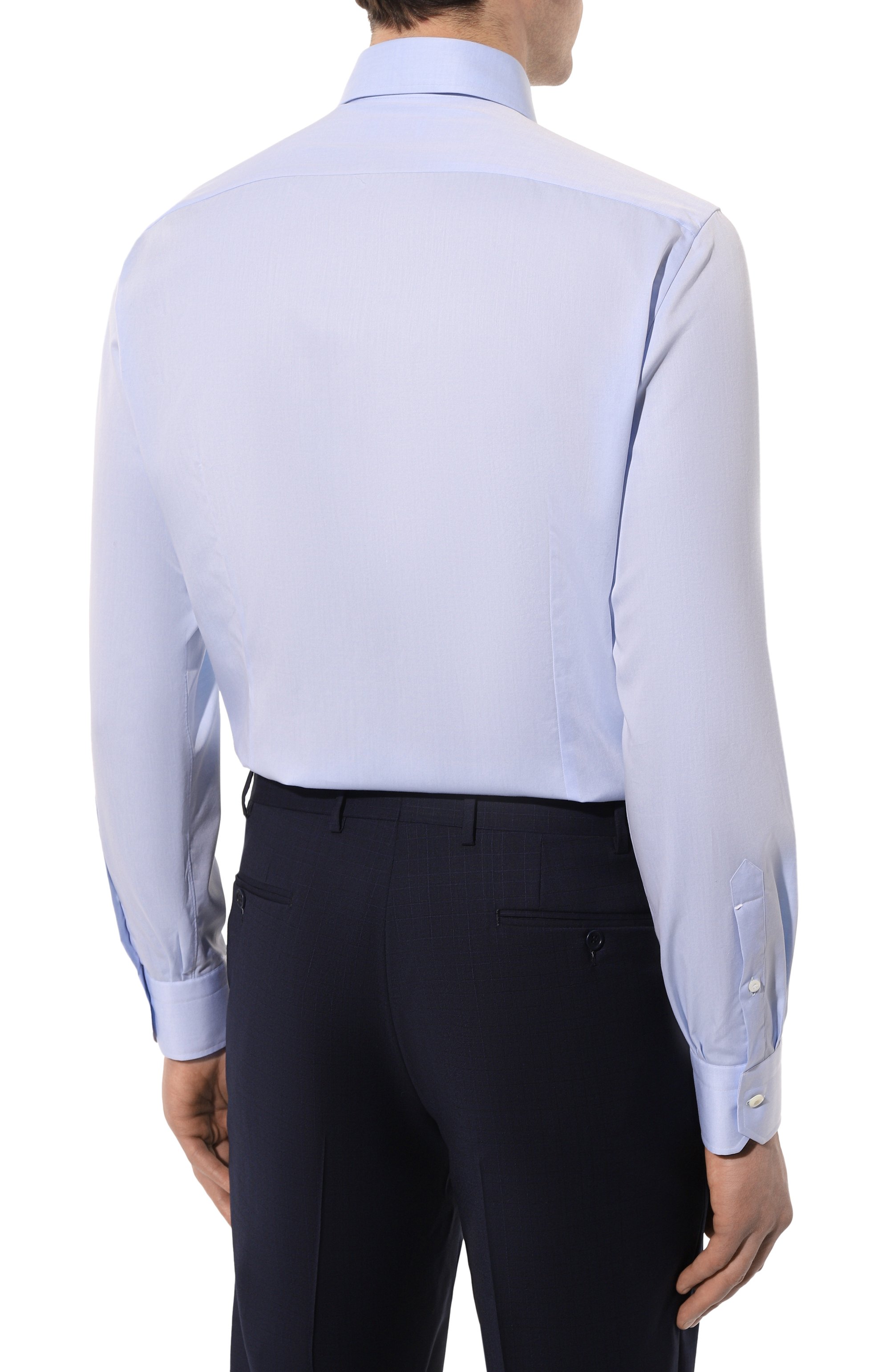 Хлопковая сорочка GIAMPAOLO голубого цвета по цене 36450 руб., арт. 908/TS15014, фото 4 Хлопковая сорочка GIAMPAOLO, арт. 908/TS15014, фото 4