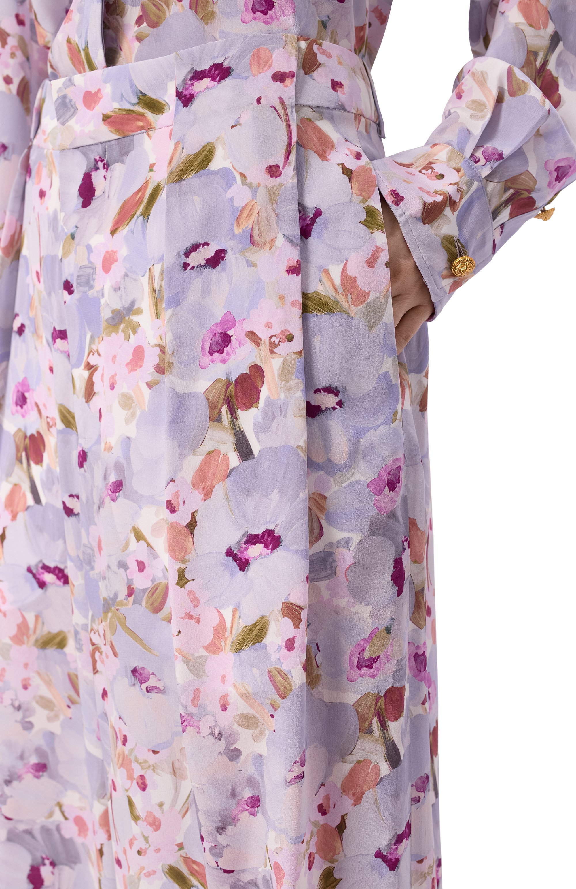 Шелковые брюки BALMAIN сиреневого цвета по цене 170500 руб., арт. GF1PN215/SF37, фото 5 Шелковые брюки BALMAIN, арт. GF1PN215/SF37, фото 5