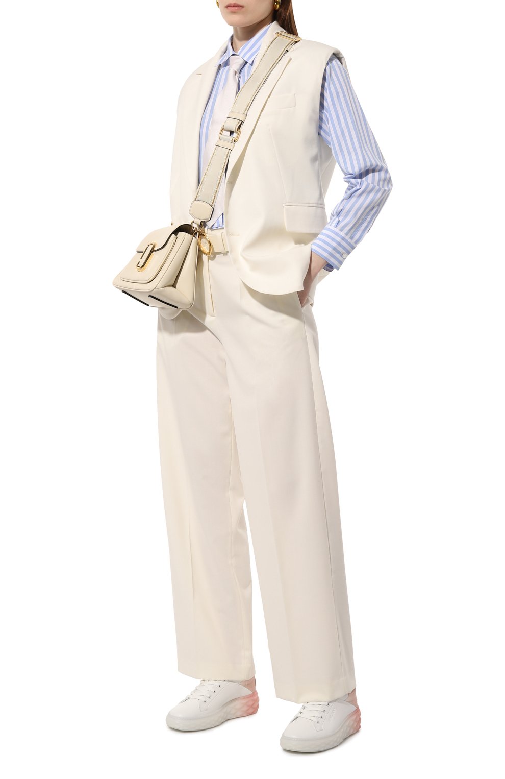 Кожаные кеды diamond maxi f ii JIMMY CHOO, арт. DIAM0ND MAXI/F II/BFA, фото 2